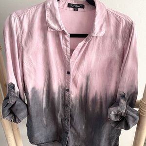 Pink ombre superset button down blouse in 100% Tencel